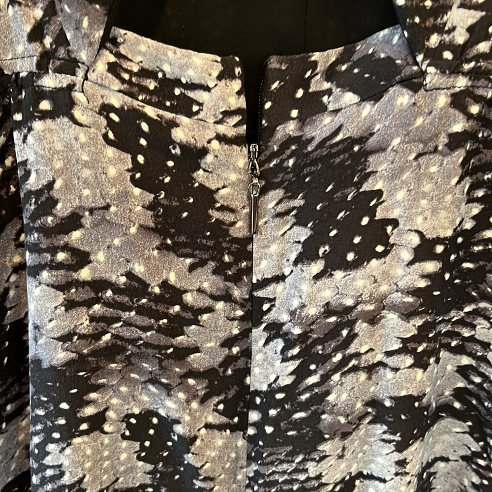 🐠Rebecca Taylor Summer Storm Silk Printed Dress Size 4 gray cutout back - Picture 7 of 8